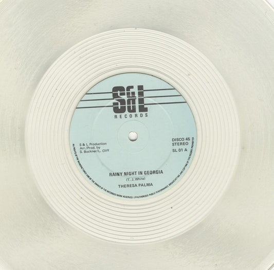 Image of Front Cover of 12" - /VG - THERESA PALMA, PAGET KING, Rainy Night In Georgia / Rainy Night In London (S&L Records; SL 01, UK & Europe , Clear Vinyl), Light marks only,  - 2646111S
