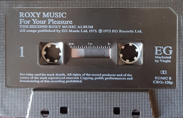 Image of Label Cover of Cassette - VG+/VG+ - ROXY MUSIC, For Your Pleasure (EG; EGMC 8, UK ), ,  - 2636085E