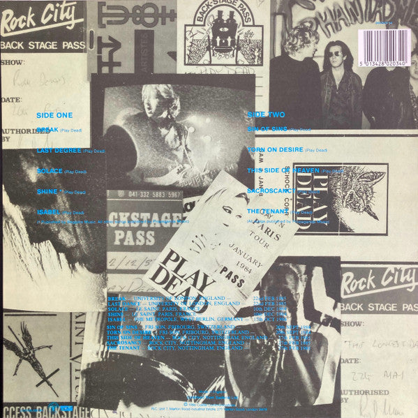Image of Back Cover of LP - VG/VG+ - PLAY DEAD, Caught From Behind (Live In England, France, Germany And Switzerland) (Dojo; DOJOLP 34, UK 1986), ,  - 2616157C