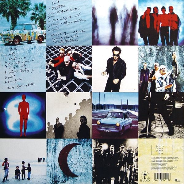 Image of Back Cover of LP - VG/VG - U2, Achtung Baby (Island Records; 212 110, Europe 1991, Uncensored Sleeve, Inner & Insert, Sonopress Pressing), Sleeve has two large corner creases.,  - 2616164C