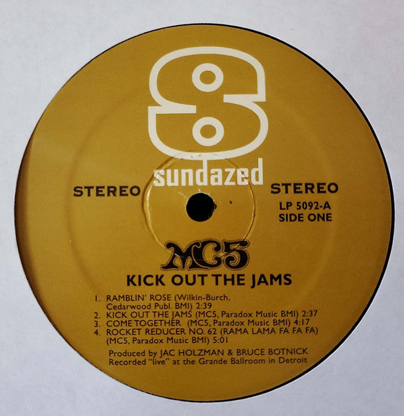 Image of Label Cover of LP - VG+/VG+ - MC5, Kick Out The Jams (Sundazed Music; LP 5092, US 2000s Reissue, Gatefold, No Company Inner), ,  - 2626121E