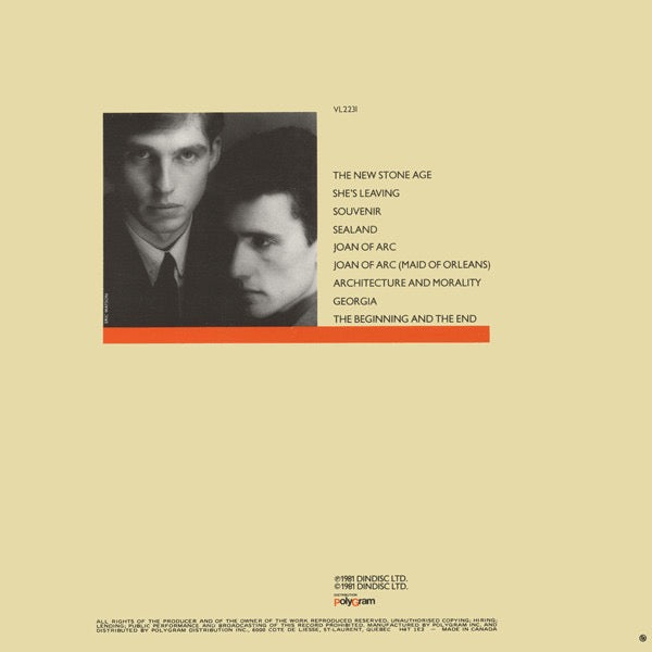 Image of Back Cover of LP - VG/VG - ORCHESTRAL MANOEUVRES IN THE DARK, Architecture & Morality (Dindisc; VL2231, Canada 1981, Inner), ,  - 2616171C