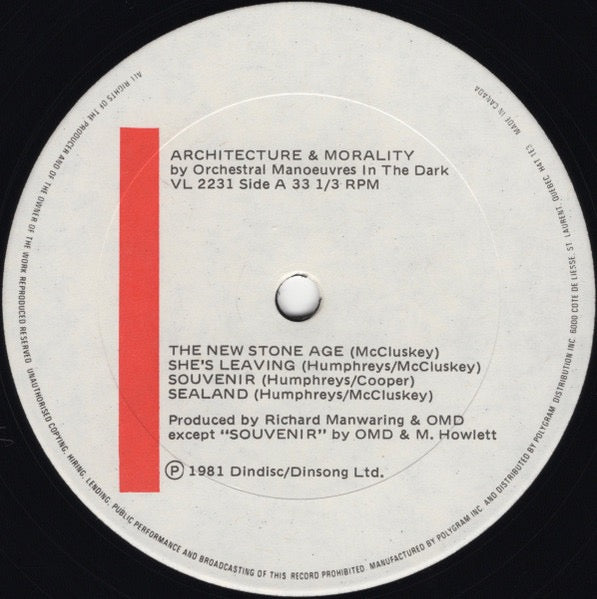 Image of Label Cover of LP - VG/VG - ORCHESTRAL MANOEUVRES IN THE DARK, Architecture & Morality (Dindisc; VL2231, Canada 1981, Inner), ,  - 2616171C