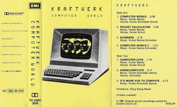 Image of Back Cover of Cassette - VG+/VG+ - KRAFTWERK, Computer World (EMI; TC-EMC 3370, UK 1981), ,  - 2636082E
