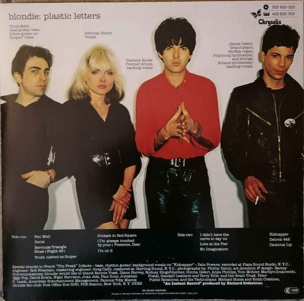 Image of Back Cover of LP - VG/VG - BLONDIE, Plastic Letters (Chrysalis; 202 632-270, Europe 1980 Reissue), ,  - 2616120C