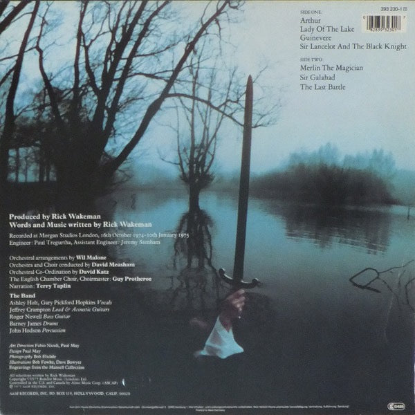 Image of Back Cover of LP - VG/VG - RICK WAKEMAN, The Myths And Legends Of King Arthur And The Knights Of The Round Table (A&M Records White Labels With Right Aligned Logo; 393 230-1, Germany 1986 Reissue, Company Inner), ,  - 2616259C