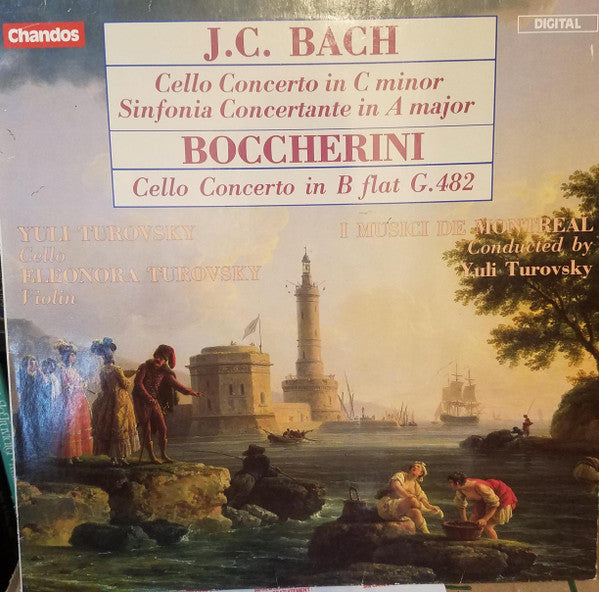 Image of Front Cover of LP - VG+/VG+ - YULI TUROVSKY, ELEONORA TUROVSKY, I MUSICI DE MONTREAL, J. C. Bach: Cello Concertos In C Minor - Sinfonia Concertante In A Major - Boccherini: Cello Concerto In B Flat G.482 (Chandos; ABRD 1181, UK 1986), ,  - 2626108E