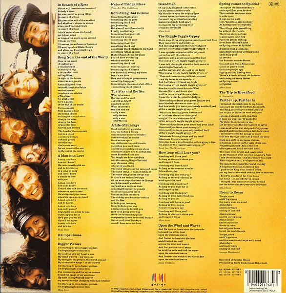 Image of Back Cover of LP - VG+/VG - THE WATERBOYS, Room To Roam (Ensign; 1C 064-3 21768 1, Europe 1990, Inner), ,  - 2616184C