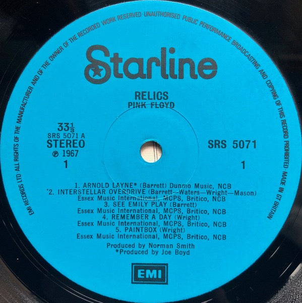 Image of Label Cover of LP - VG+/VG - PINK FLOYD, Relics (Starline; SRS 5071, UK 1974 Reissue, Textured Sleeve, A3/B5 HTM), ,  - 2616186C