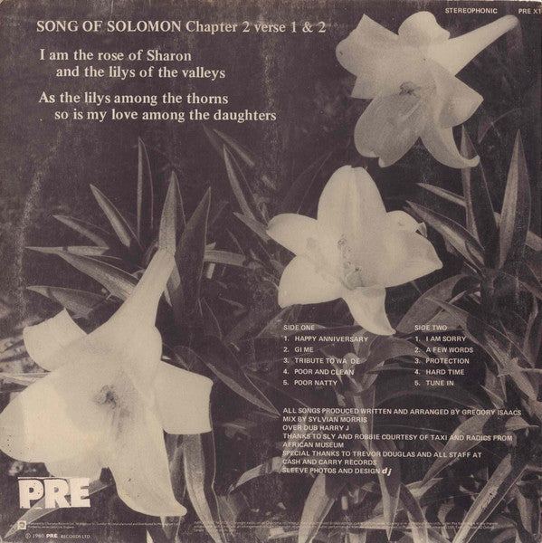 Image of Back Cover of LP - VG/VG - GREGORY ISAACS, The Lonely Lover (Pre; PRE X1, UK 1980), Vinyl in strong VG,  - 2646144S