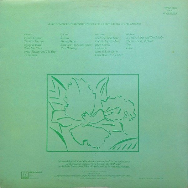 Image of Back Cover of 2xLP - VG/VG+ - STEVIE WONDER, Journey Through The Secret Life Of Plants (Motown; TMSP 6009, Ireland 1979, Triple Gatefold), Light creasing on sleeve.,  - 2626187E