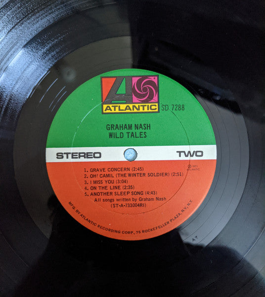 Image of Label Cover of LP - VG+/VG - GRAHAM NASH, Wild Tales (Atlantic Orange & Green; SD7288, US 1973, Textured Sleeve, Textured Inner, Richmond Pressing), ,  - 2626115E