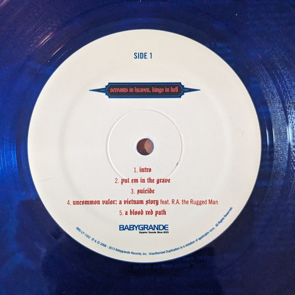 Image of Label Cover of 2xLP - VG/VG+ - JEDI MIND TRICKS, Servants In Heaven, Kings In Hell (Babygrande; BBG-LP-1052, US 2013, Limited Edition, Reissue, Blue Translucent), ,  - 2646179S