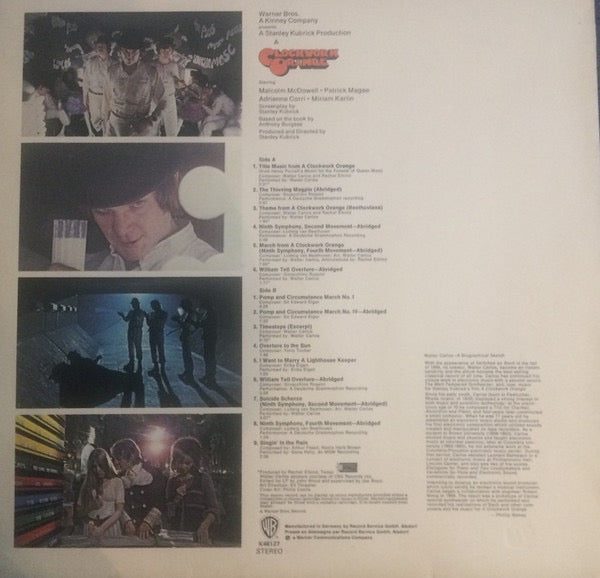 Image of Back Cover of LP - VG+/VG+ - VARIOUS, Stanley Kubrick's A Clockwork Orange (Warner Bros. Records Cream Labels With GEMA/Biem; K46127, Germany 1970s Reissue), ,  - 2616270C