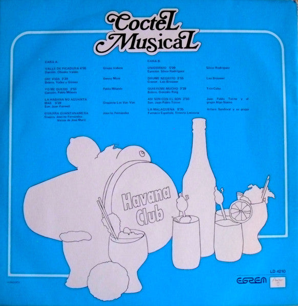 Image of Back Cover of LP - VG/VG - VARIOUS, Coctel Musical (Areito; LD 4210, Cuba ), Sleeve has some wear and staining, creasing too,  - 2616347C