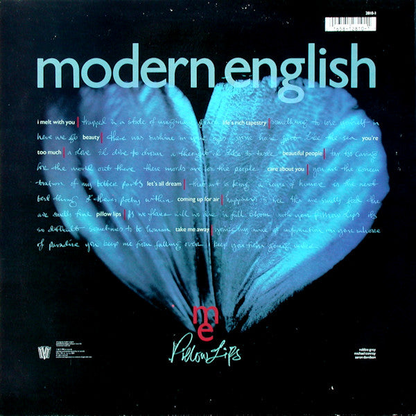 Image of Back Cover of LP - VG/VG+ - MODERN ENGLISH, Pillow Lips (TVT Records; 2810-1, US 1990, Insert), ,  - 2616355C