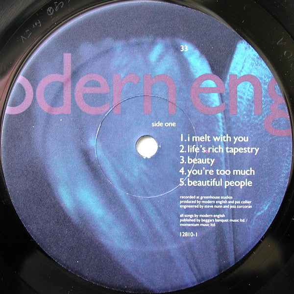 Image of Label Cover of LP - VG/VG+ - MODERN ENGLISH, Pillow Lips (TVT Records; 2810-1, US 1990, Insert), ,  - 2616355C