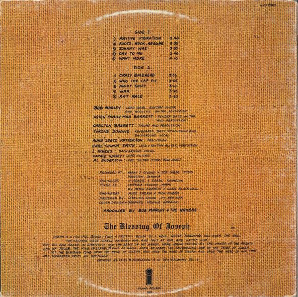 Image of Back Cover of LP - VG+/VG - BOB MARLEY & THE WAILERS, Rastaman Vibration (Island Records; ILPS 9383, Sweden 1976, Gatefold, Inner), ,  - 2616379C