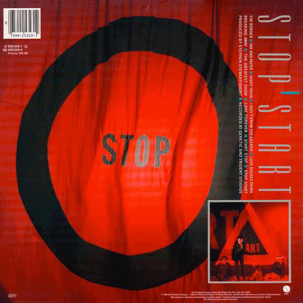 Image of Back Cover of LP - VG/VG+ - MODERN ENGLISH, Stop Start (Sire; 925 343-1, Europe 1986, Inner), Cut-out (notched), edge wear.,  - 2616356C