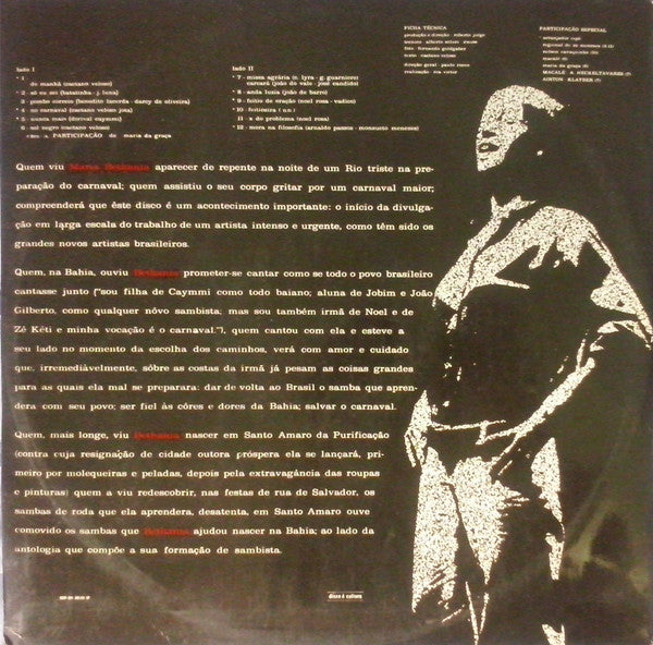 Image of Back Cover of LP - VG/VG - MARIA BETH NIA, Maria Bethania (RCA Camden ; CALB-5329, Brazil 1971 Reissue), Showing some age and marks but vinyl plays well,  - 2626199E