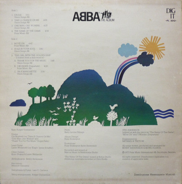 Image of Back Cover of LP - VG/VG+ - ABBA, The Album (Dig-It International Records; PL 3012, Italy 1978, Inner), Top of spine is scuffed but not split.,  - 2646219S