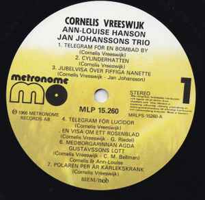 Image of Label Cover of LP - VG/VG - CORNELIS VREESWIJK, ANN-LOUISE HANSON, JAN JOHANSSONS TRIO, Grimascher Och Telegram (Metronome; MLP 15.260, Sweden Reissue), ,  - 2516361C