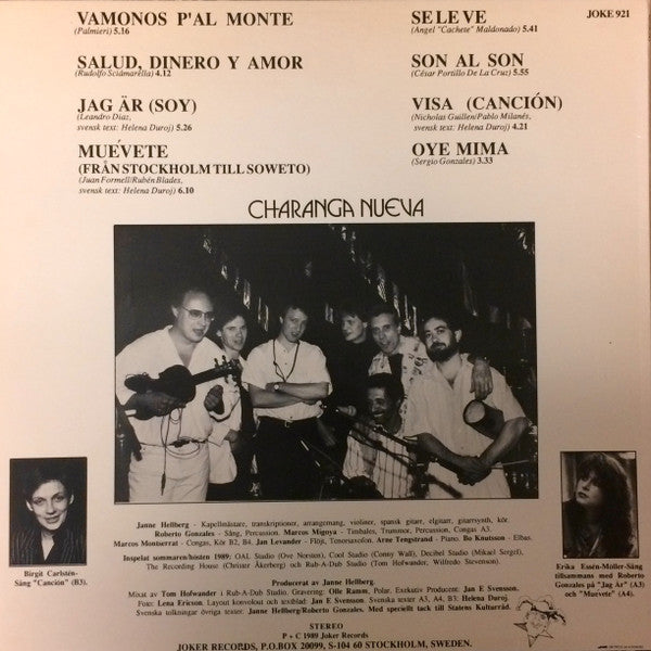 Image of Back Cover of LP - VG/VG+ - CHARANGA NUEVA, Charanga Nueva (Joker Records; JOKE 921, Sweden 1989, Picture Sleeve, Insert), ,  - 2626171E