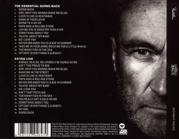 Image of Back Cover of 2xCD - VG+/VG+ - PHIL COLLINS, The Essential Going Back (Atlantic; 081227946470 PCCD 2010, UK & Europe 2016), ,  - 2656151S