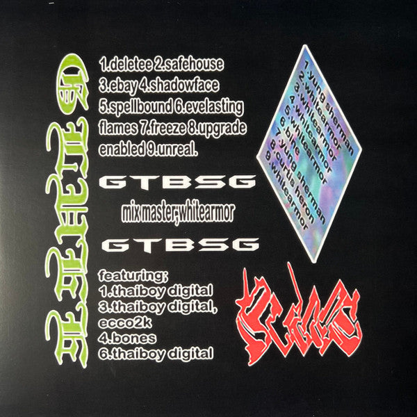 Image of Back Cover of LP - NEW/NEW - BLADEE, Gluee (Year0001; YR0005LP, US 2022 Reissue, Purple Vinyl), , Bladee is a Stockholm-based musician, designer and visual artist. Preceded by his reputation as a rap experimentalist, Bladee is a prolific and highly inventive entity with work spanning and intersecting the worlds of music, art and fashion.He began his career as a teenager, trading art and lyrics with close friends. After releasing his first projects, international recognition came quickly and his net