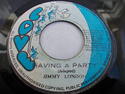 Image of Front Cover of 7" - /VG - JIMMY LONDON, Having A Party (Love; , Jamaica 1970s), Light marks, plays with light background. Label wear.,  - 2616425C
