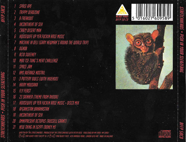 Image of Back Cover of CD - VG+/VG+ - STRETCHHEADS, Pish In Your Sleazebag (Blast First; BFFP 58CD, UK 1991, Jewel Case, Booklet), ,  - 2536408E