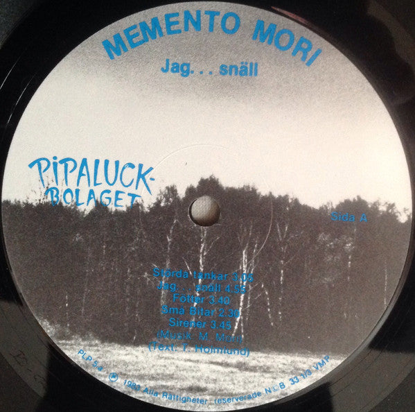 Image of Label Cover of LP - VG+/VG+ - MEMENTO MORI, Jag... Sn ll (Pipaluckbolaget; PLP 5, Sweden 1983, Insert), ,  - 2616409C