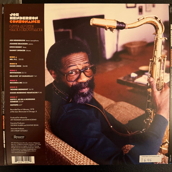 Image of Back Cover of 3xLP - EX/M - JOE HENDERSON, Consonance: Live At The Jazz Showcase (Resonance Records; HLP-9084, Worldwide 2026, Gatefold, Booklet, 180g), Sealed in shrink-wrap,  - 2616438C