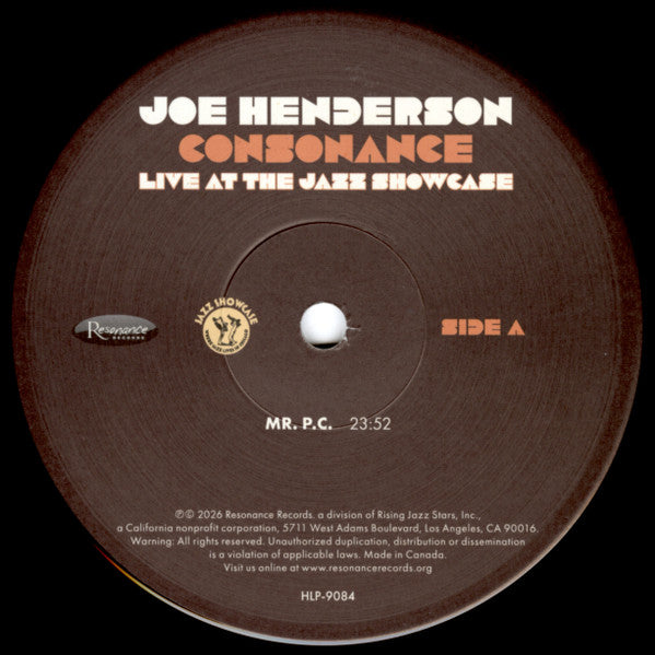 Image of Label Cover of 3xLP - EX/M - JOE HENDERSON, Consonance: Live At The Jazz Showcase (Resonance Records; HLP-9084, Worldwide 2026, Gatefold, Booklet, 180g), Sealed in shrink-wrap,  - 2616438C