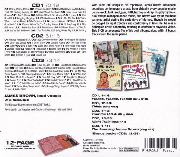 Image of Back Cover of 3xCD - VG+/VG+ - JAMES BROWN, Essential Original Albums (Masters Of Music; 545517, Europe 2018, Triple Digipak), ,  - 2616449C