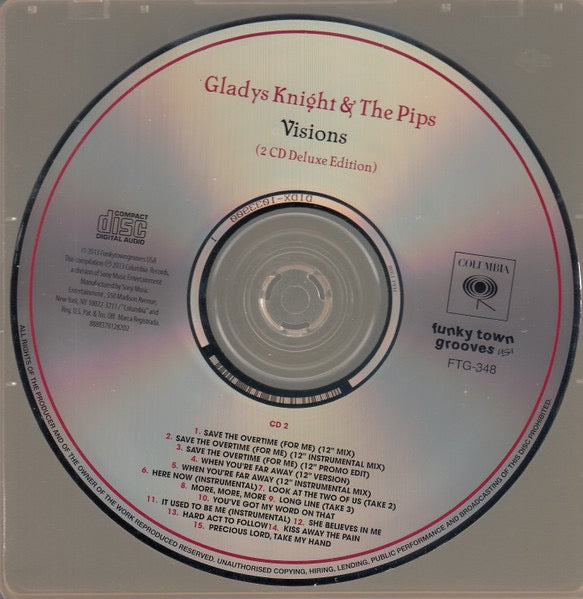 Image of Label Cover of 2xCD - VG+/VG+ - GLADYS KNIGHT & THE PIPS, Visions (Funkytowngrooves; FTG 348, US 2013 Reissue, Jewel Case), ,  - 2616450C