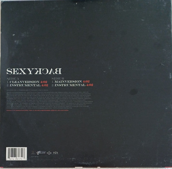 Image of Back Cover of 12" - VG+/VG+ - JUSTIN TIMBERLAKE, SexyBack (Jive; 82876-88175-1, US 2006, Picture Sleeve), Still in shrinkwrap.,  - 2616488C