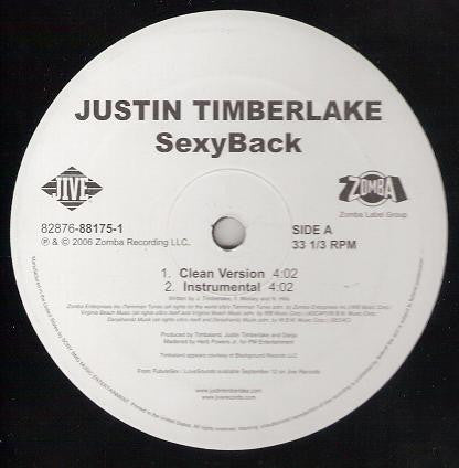 Image of Label Cover of 12" - VG+/VG+ - JUSTIN TIMBERLAKE, SexyBack (Jive; 82876-88175-1, US 2006, Picture Sleeve), Still in shrinkwrap.,  - 2616488C