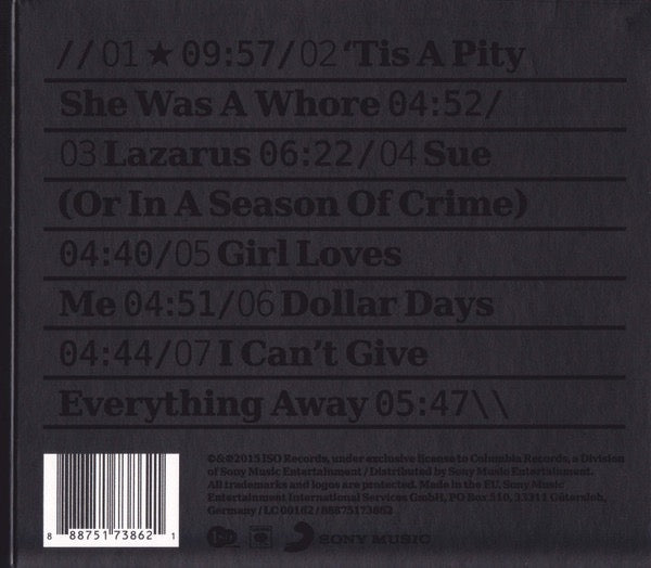 Image of Back Cover of CD - VG+/VG+ - DAVID BOWIE,   (Blackstar) (ISO Records; 88875173862, Europe 2016, Digipak, Booklet), ,  - 2616459C