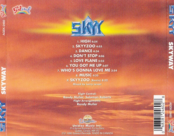 Image of Back Cover of CD - VG+/EX - SKYY, Skyway (Salsoul Records; AGEK-2460, Canada 2003 Reissue, Jewel Case), Opened Instore,  - 2616474C
