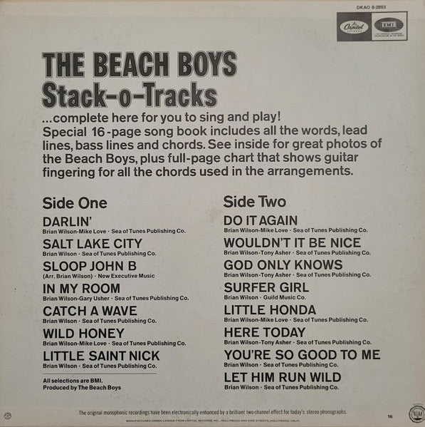 Image of Back Cover of LP - VG/VG - THE BEACH BOYS, Stack-O-Tracks (Capitol Records; DKAO 8-2893, US 1969 Reissue, Gatefold, Booklet), ,  - 2616523C