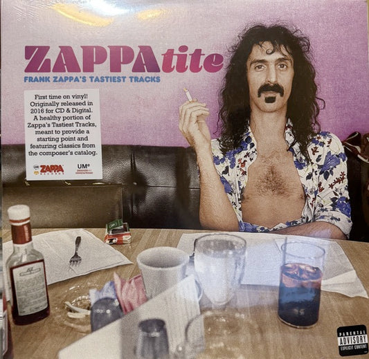 Image of Front Cover of 2xLP - NEW/NEW - FRANK ZAPPA, ZAPPAtite: Frank Zappa s Tastiest Tracks (UMR; 5767906, Europe 2026, Gatefold, Inner), , ZAPPAtite-Frank Zappa s Tastiest Tracks collects a healthy portion of Zappa s best known and beloved compositions, from his early psychedelic rock beginnings to his avant-garde experimentation, jazz-rock explorations, symphonic suites and satirical send-ups, compiling them into one easily digestible collection and offering key entryways into the many musical worlds o