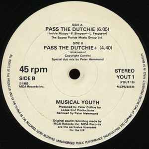 Image of Back Cover of 12" - /VG - MUSICAL YOUTH, Pass The Dutchie (MCA Records ; YOUT 1, UK 1982), promo copy. light groove wear,  - 2646288S