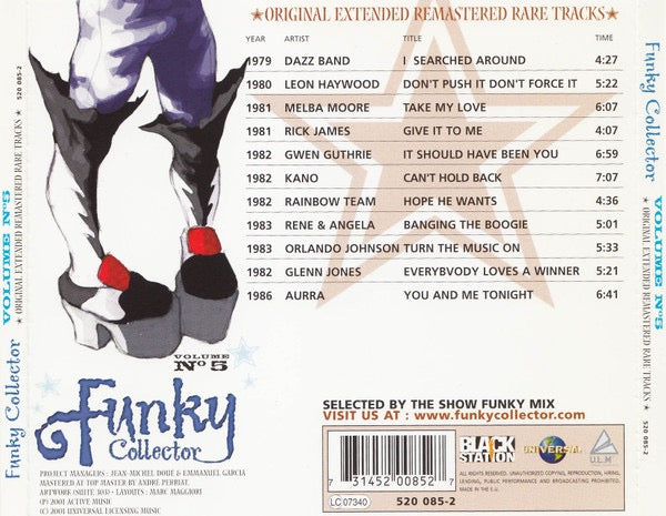 Image of Back Cover of CD - VG+/VG+ - VARIOUS, Funky Collector - Volume N 5 (Airplay Records; 520 085-2, France 2001, Digipak), ,  - 2616550C