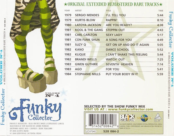 Image of Back Cover of CD - VG+/VG+ - VARIOUS, Funky Collector - Volume N 4 (Airplay Records; 520 084-2, France 2001, Digipak), ,  - 2616551C