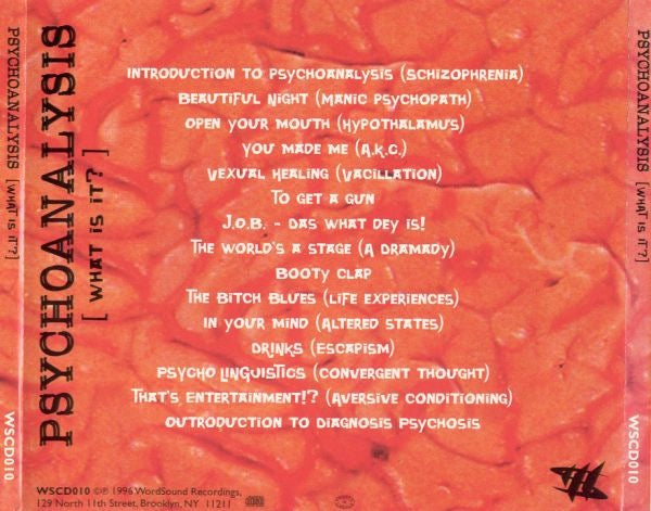 Image of Back Cover of CD - VG+/VG - PRINCE PAUL, Psychoanalysis [What Is It?] (WordSound; WSCD010, US 1996, Jewel Case), ,  - 2616556C