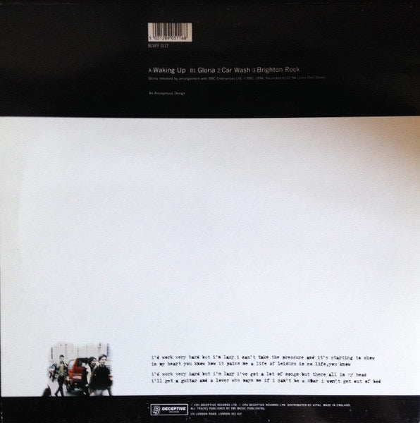 Image of Back Cover of 12" - VG/VG+ - ELASTICA, Waking Up (Deceptive; BLUFF 011T, UK 1995, Picture Sleeve), Sleeve has a small bit of sticker damage.,  - 2616529C
