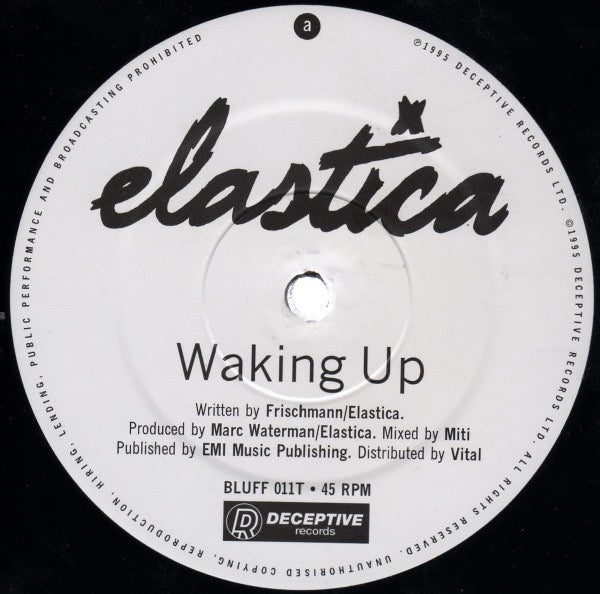 Image of Label Cover of 12" - VG/VG+ - ELASTICA, Waking Up (Deceptive; BLUFF 011T, UK 1995, Picture Sleeve), Sleeve has a small bit of sticker damage.,  - 2616529C