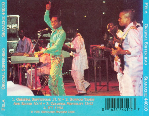 Image of Back Cover of CD - VG/G+ - FELA, Original Sufferhead (Shanachie; 44010, US 1991, Jewel Case), ,  - 2616557C