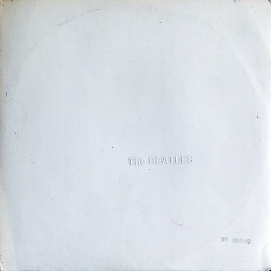 Image of Front Cover of 2xLP - VG/VG+ - THE BEATLES, The White Album (Apple; PCS 7067/8, UK 1968, Numbered Gatefold, Top Opening, NO Black Inners, Poster & 4 Prints, Stereo, EMI Recording On All Labels), No. 0596791, lovely LPs, only a few feint hairlines, clean labels, minimal edge wear & a few edge creases, McCarntney photo card has some residue on it, poster intact and clean,  - 2646314S